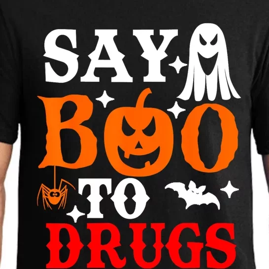 Say Boo To Drugs Funny Halloween Red Ribbon Week Awareness Pajama Set