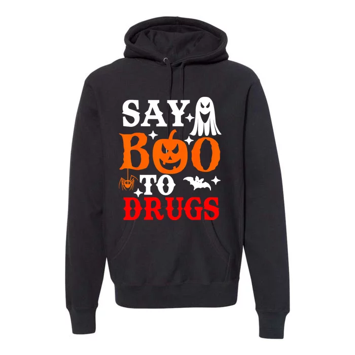 Say Boo To Drugs Funny Halloween Red Ribbon Week Awareness Premium Hoodie