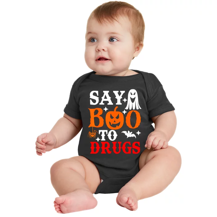 Say Boo To Drugs Funny Halloween Red Ribbon Week Awareness Baby Bodysuit