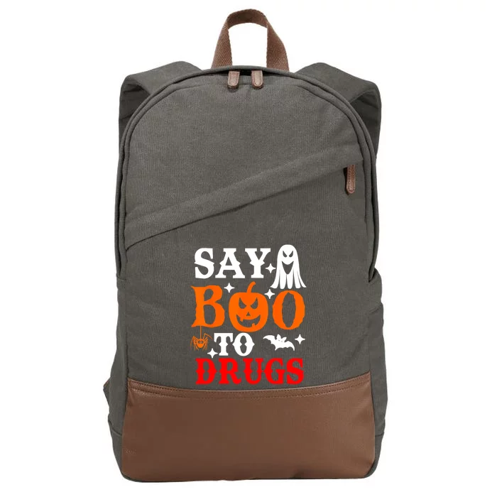 Say Boo To Drugs Funny Halloween Red Ribbon Week Awareness Cotton Canvas Backpack