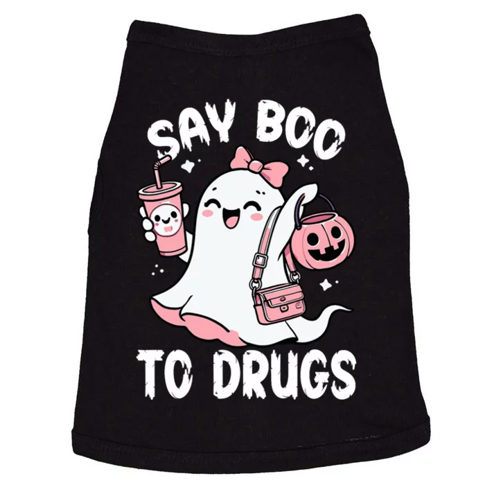 Say Boo To Drugs Funny Halloween Red Ribbon Week Awareness Doggie Tank