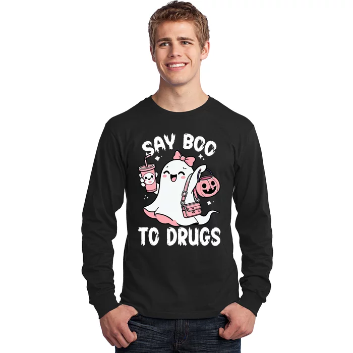 Say Boo To Drugs Funny Halloween Red Ribbon Week Awareness Long Sleeve Shirt