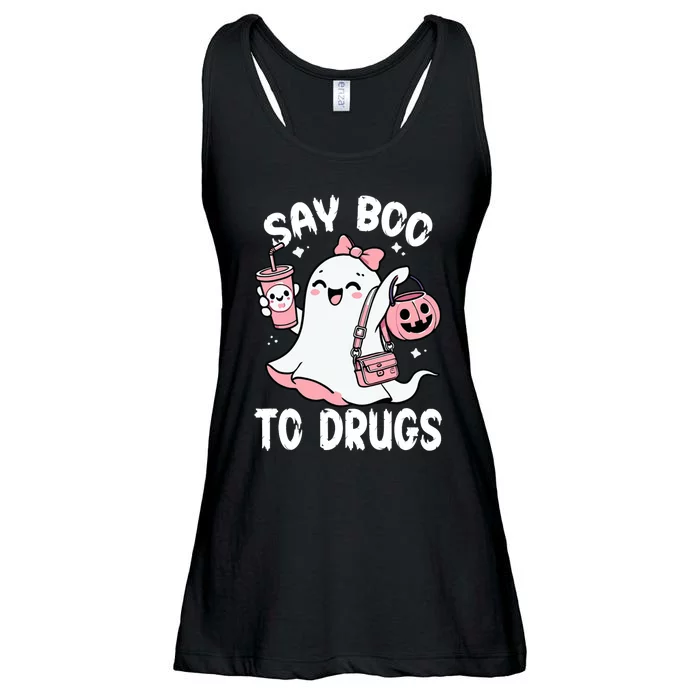 Say Boo To Drugs Funny Halloween Red Ribbon Week Awareness Ladies Essential Flowy Tank