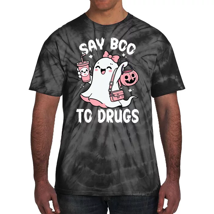 Say Boo To Drugs Funny Halloween Red Ribbon Week Awareness Tie-Dye T-Shirt