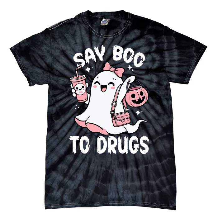 Say Boo To Drugs Funny Halloween Red Ribbon Week Awareness Tie-Dye T-Shirt