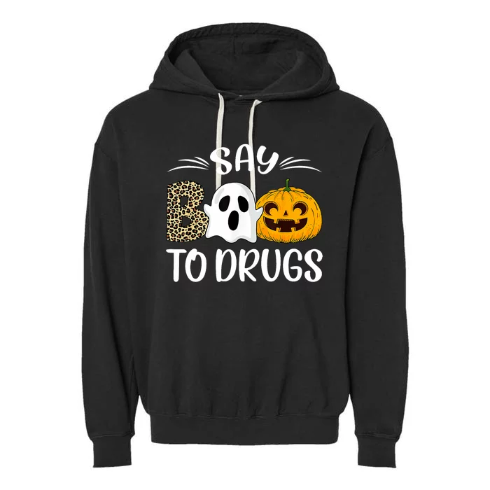 Say Boo To Drugs Red Ribbon Week Awareness Funny Halloween Garment-Dyed Fleece Hoodie