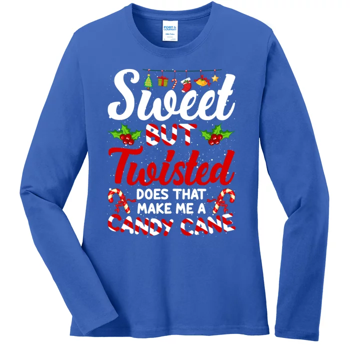 Sweet But Twisted Candy Cane Christmas Matching Great Gift Ladies Long Sleeve Shirt