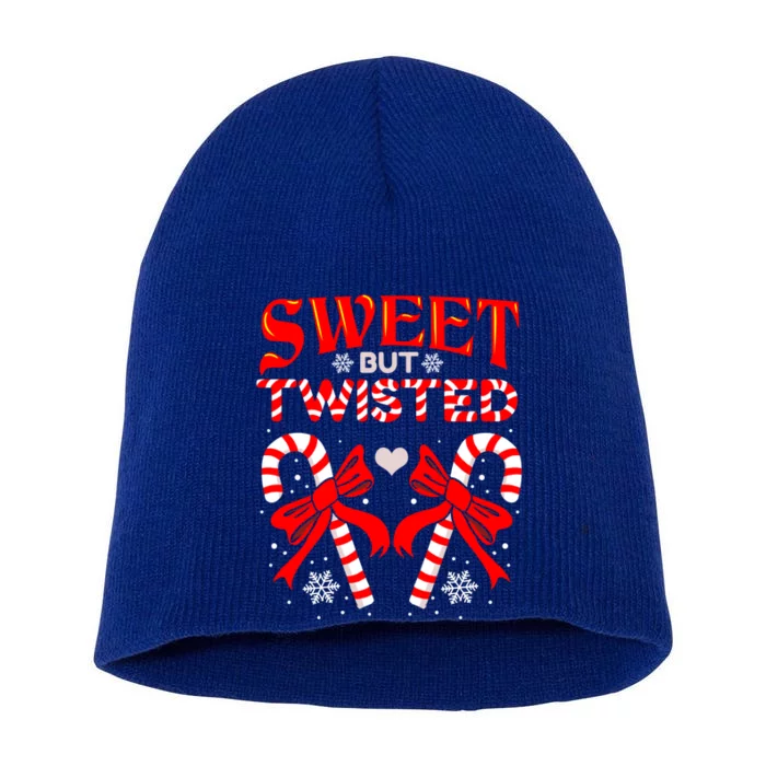 Sweet But Twisted Candy Cane Christmas Meaningful Gift Short Acrylic Beanie