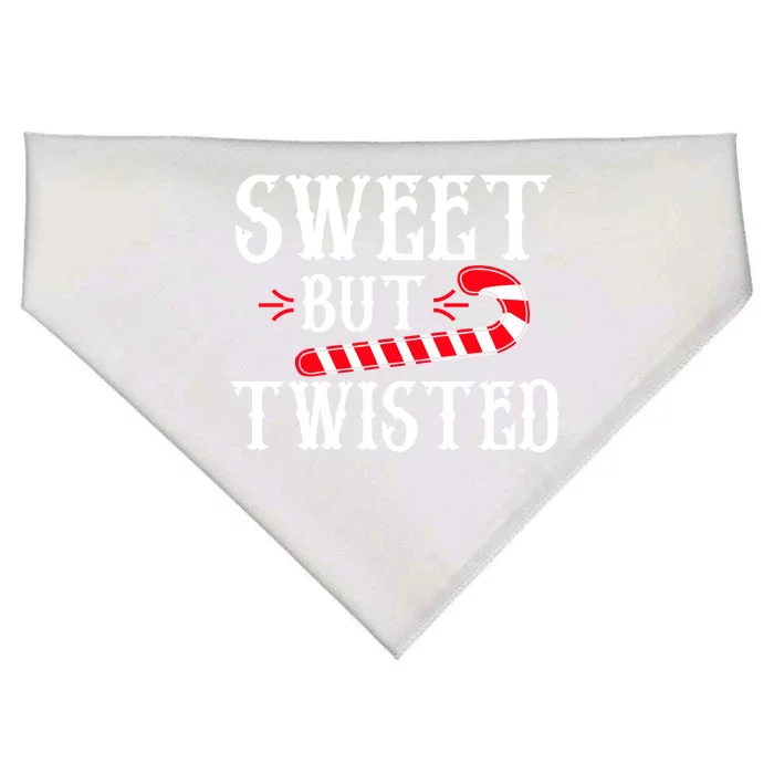 Sweet But Twisted Cool Candy Cane Christmas Tee Gift USA-Made Doggie Bandana