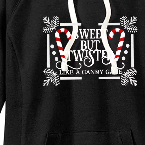 Sweet But Twisted Like A Candy Cane Funny Christmas Outfits Gift Women's Fleece Hoodie