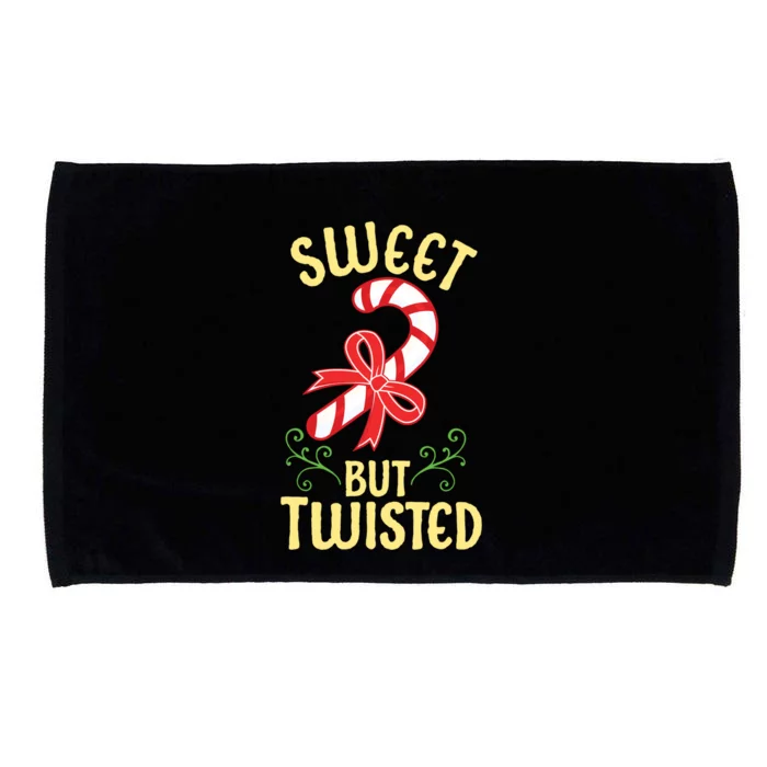 Sweet But Twisted Cute Christmas Candy Cane Holiday Graphic Funny Gift Microfiber Hand Towel