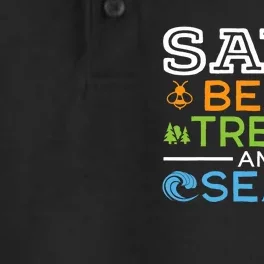 Save Bees Trees And Seas Earth Day Environmentalist Ocean Dry Zone Grid Performance Polo