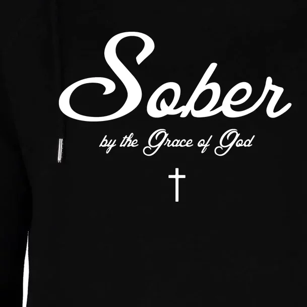 Sober By The Grace Of God Recovery Funny Christian Womens Funnel Neck Pullover Hood