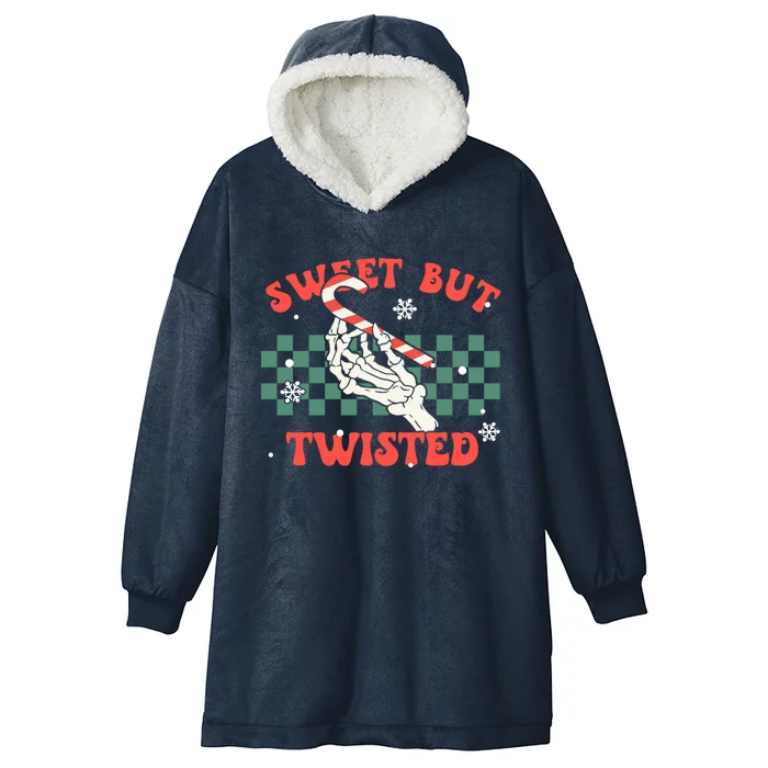 Sweet But Twisted Skeleton Hand Groovy Retro Christmas Xmas Gift Hooded Wearable Blanket