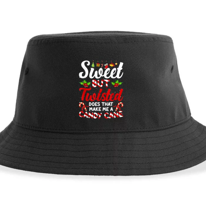 Sweet But Twisted Candy Cane Christmas Matching Sustainable Bucket Hat