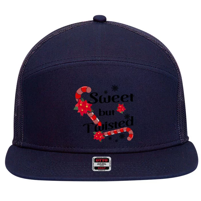 Sweet But Twisted Candy Cane Stocking Stuffer Christmas Gift 7 Panel Mesh Trucker Snapback Hat