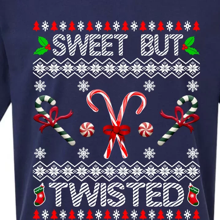 Sweet But Twisted Ugly Christmas Candy Cane Gift Sueded Cloud Jersey T-Shirt