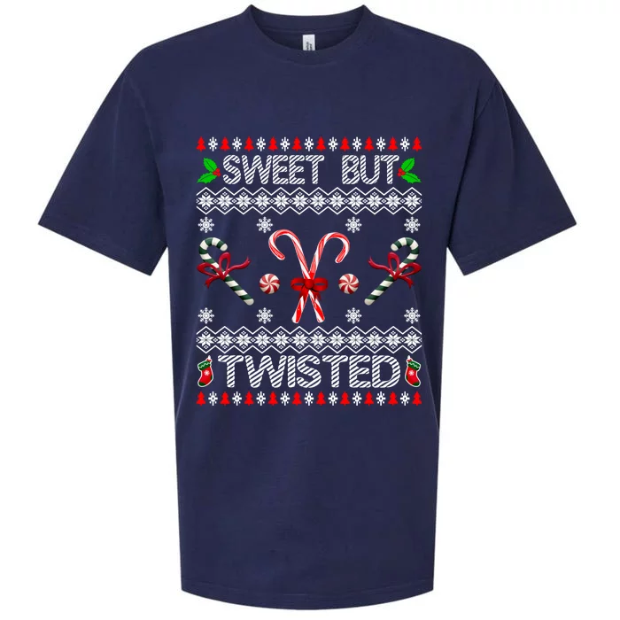 Sweet But Twisted Ugly Christmas Candy Cane Gift Sueded Cloud Jersey T-Shirt