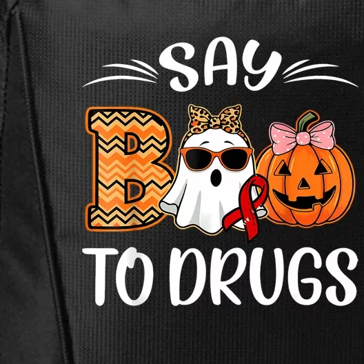 Say Boo To Drugs Red Ribbon Week Awareness Funny Halloween City Backpack