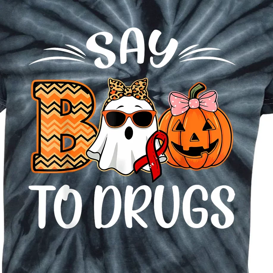 Say Boo To Drugs Red Ribbon Week Awareness Funny Halloween Kids Tie-Dye T-Shirt