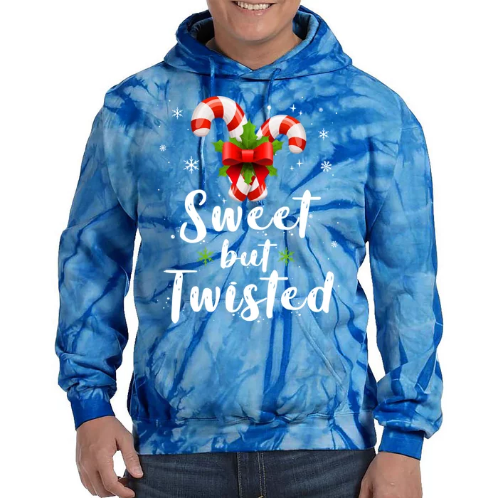 Sweet But Twisted Funny Candy Cane Christmas Gift Tie Dye Hoodie