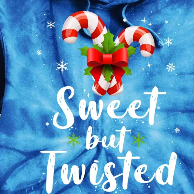 Sweet But Twisted Funny Candy Cane Christmas Gift Tie Dye Hoodie