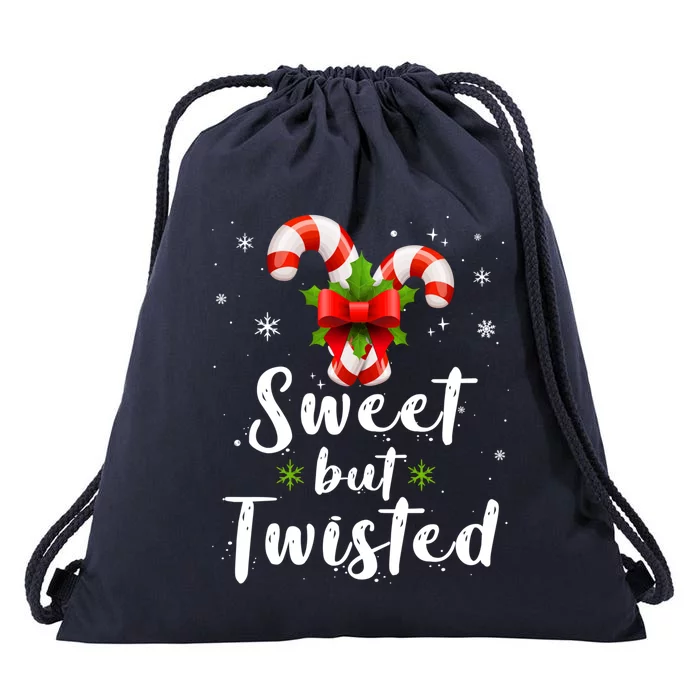 Sweet But Twisted Funny Candy Cane Christmas Gift Drawstring Bag