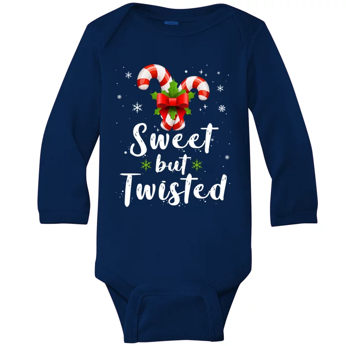 Sweet But Twisted Funny Candy Cane Christmas Gift Baby Long Sleeve Bodysuit