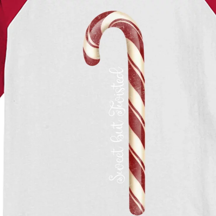 Sweet But Twisted Candy Cane Gift Kids Colorblock Raglan Jersey