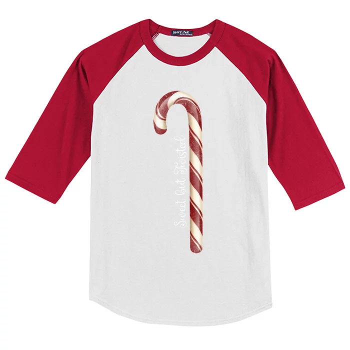 Sweet But Twisted Candy Cane Gift Kids Colorblock Raglan Jersey