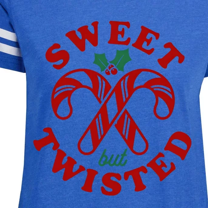 Sweet But Twisted Candy Canes Christmas Holiday Enza Ladies Jersey Football T-Shirt