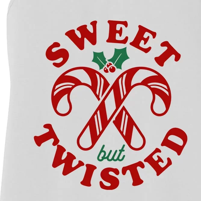 Sweet But Twisted Candy Canes Christmas Holiday Women's Racerback Tank