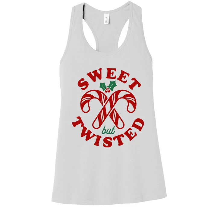 Sweet But Twisted Candy Canes Christmas Holiday Women's Racerback Tank