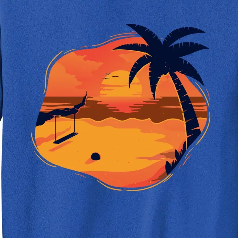 Sunset Beach Tropical Palm Tree Silhouette Relaxing Gift Great Gift Tall Sweatshirt