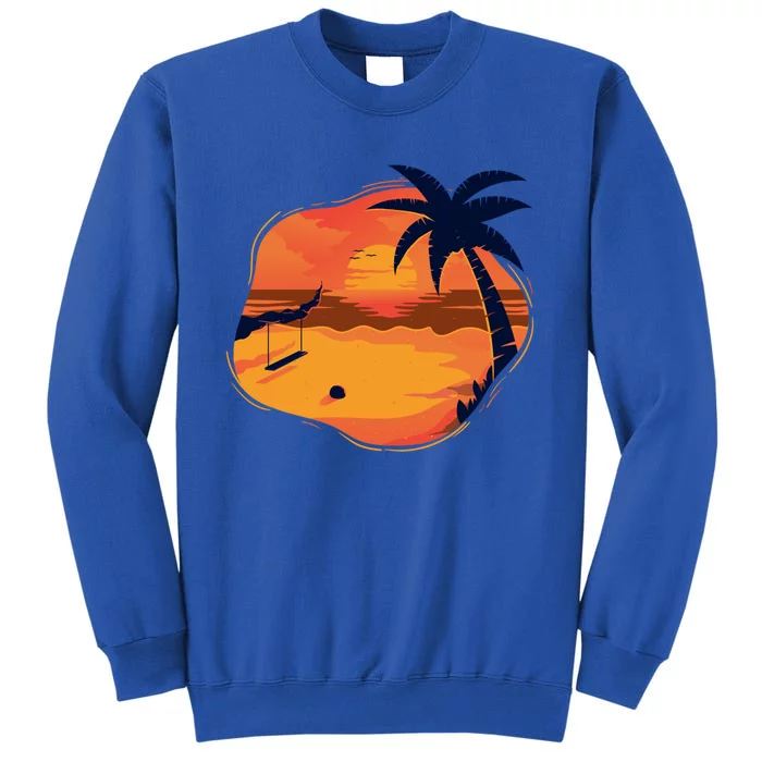 Sunset Beach Tropical Palm Tree Silhouette Relaxing Gift Great Gift Tall Sweatshirt