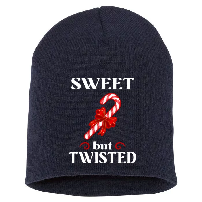 Sweet But Twisted Candy Cane Short Acrylic Beanie