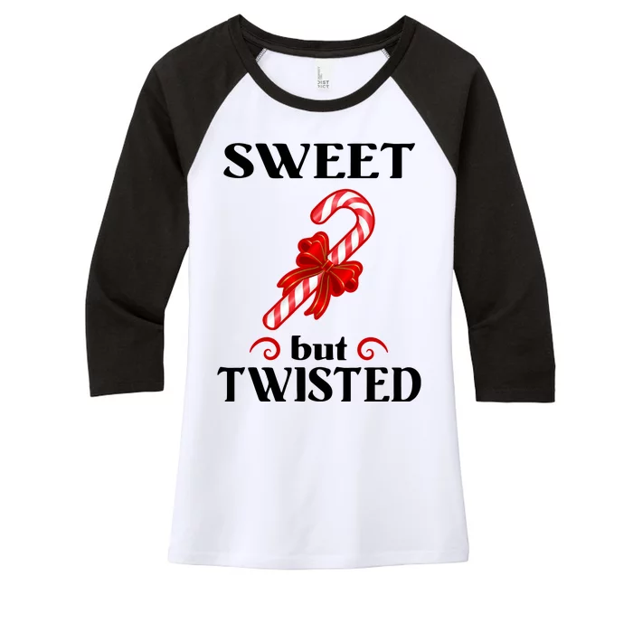 Sweet But Twisted Candy Cane Women's Tri-Blend 3/4-Sleeve Raglan Shirt