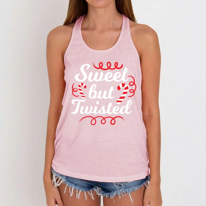 Sweet But Twisted Funny Candy Cane Christmas Gift Women's Knotted Racerback Tank