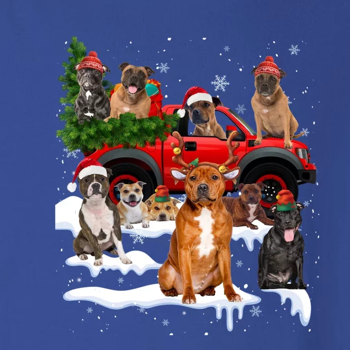 Staffordshire Bull Terrier Red Truck Christmas Tree Santa Gift Toddler Long Sleeve Shirt