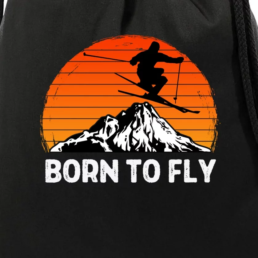 Sunset Born To Ply Skiing Lover Gifts For Skier Drawstring Bag