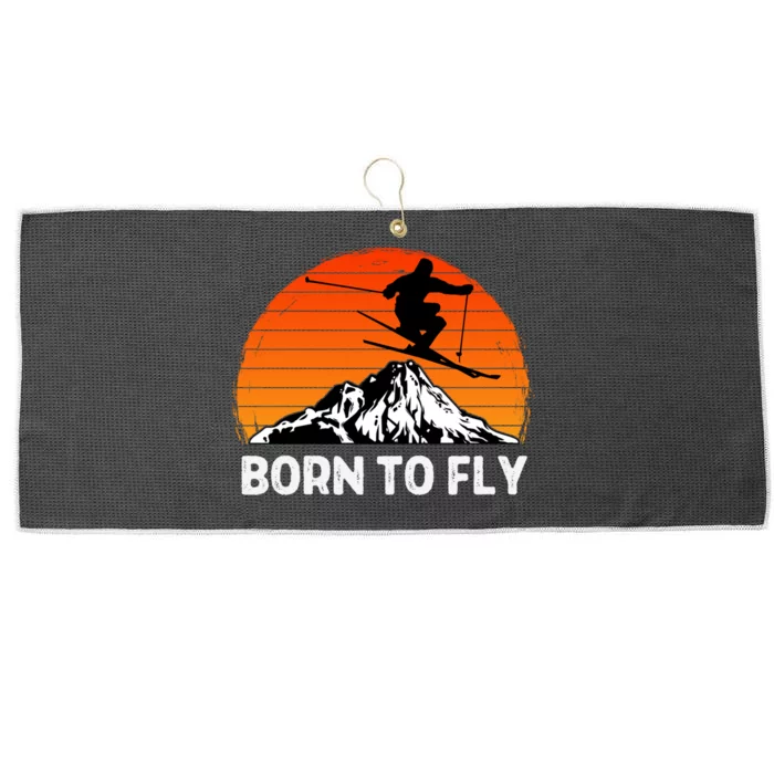 Sunset Born To Ply Skiing Lover Gifts For Skier Large Microfiber Waffle Golf Towel