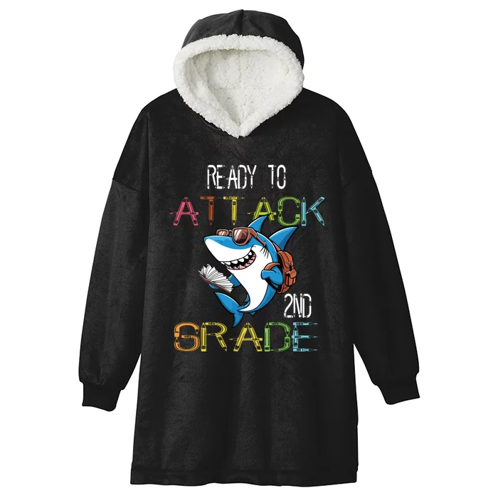 Shark Back To School 2nd Grade Ready To Attack Hooded Wearable Blanket