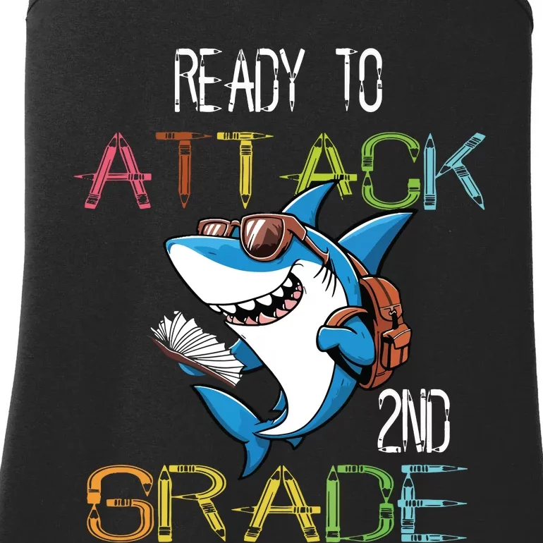 Shark Back To School 2nd Grade Ready To Attack Ladies Essential Tank