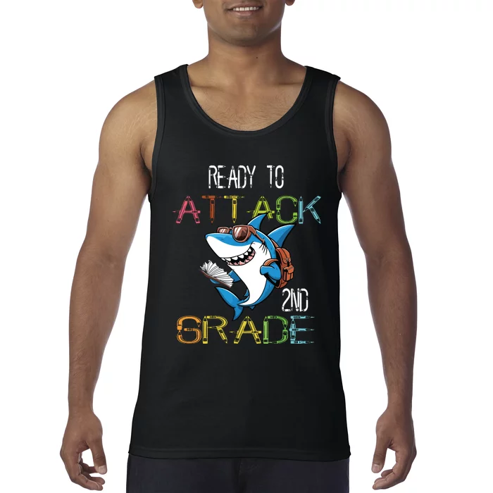 Shark Back To School 2nd Grade Ready To Attack Tank Top