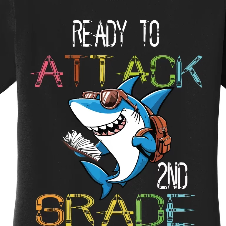 Shark Back To School 2nd Grade Ready To Attack Women's T-Shirt