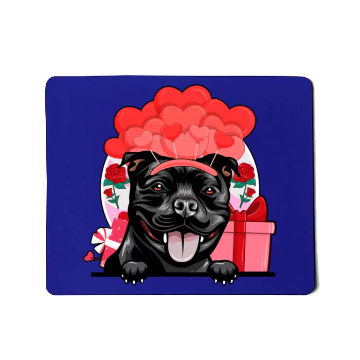 Staffordshire Bull Terrier Valentine Hearts Balloons Flowers Great Gift Mousepad