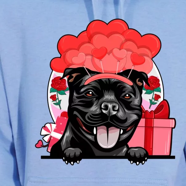 Staffordshire Bull Terrier Valentine Hearts Balloons Flowers Great Gift Unisex Surf Hoodie