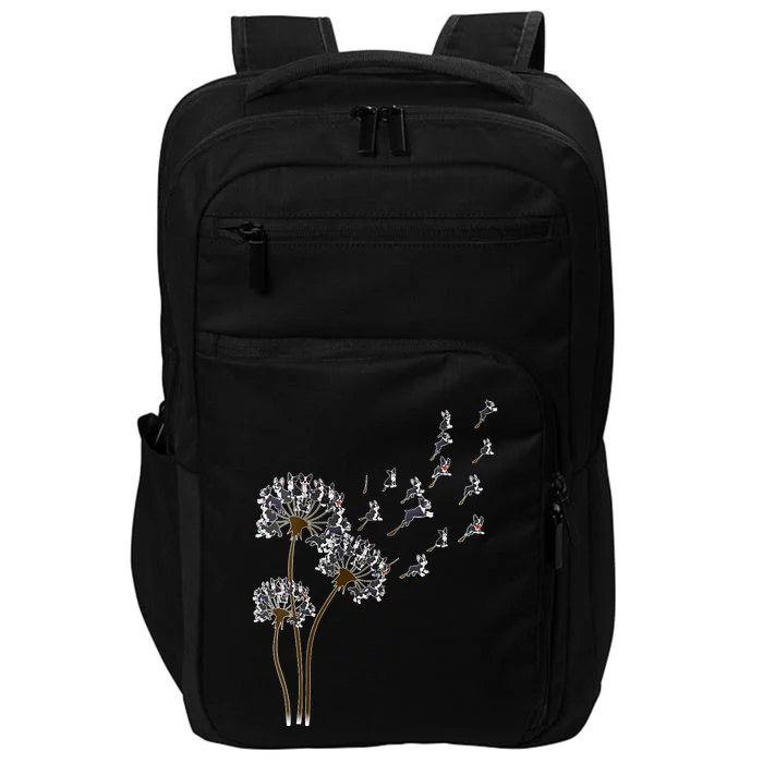 S Boston Terrier Flower Fly Dandelion Boston Terrier Funny Dog V Neck Impact Tech Backpack