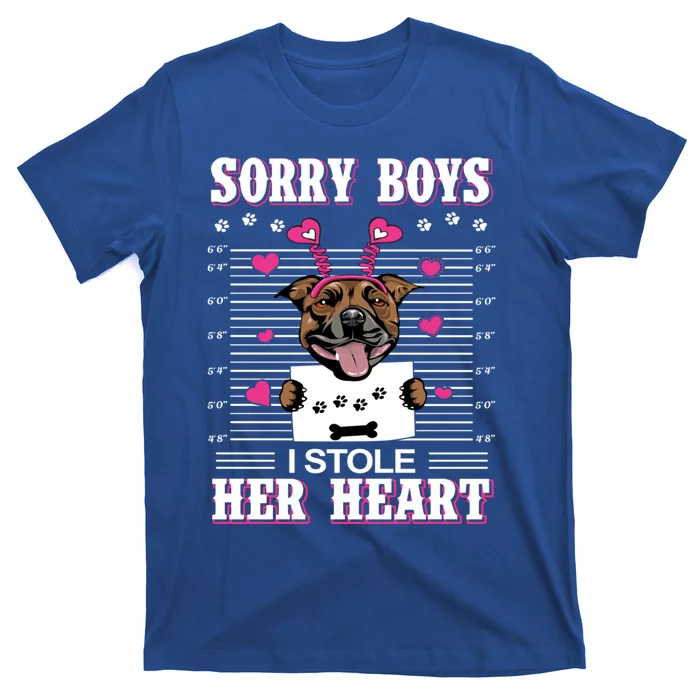 Staffordshire Bull Terrierdog Valentines I Stole Her Heart Great Gift T-Shirt