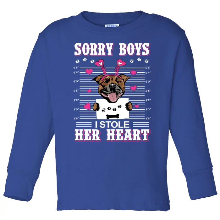 Staffordshire Bull Terrierdog Valentines I Stole Her Heart Great Gift Toddler Long Sleeve Shirt